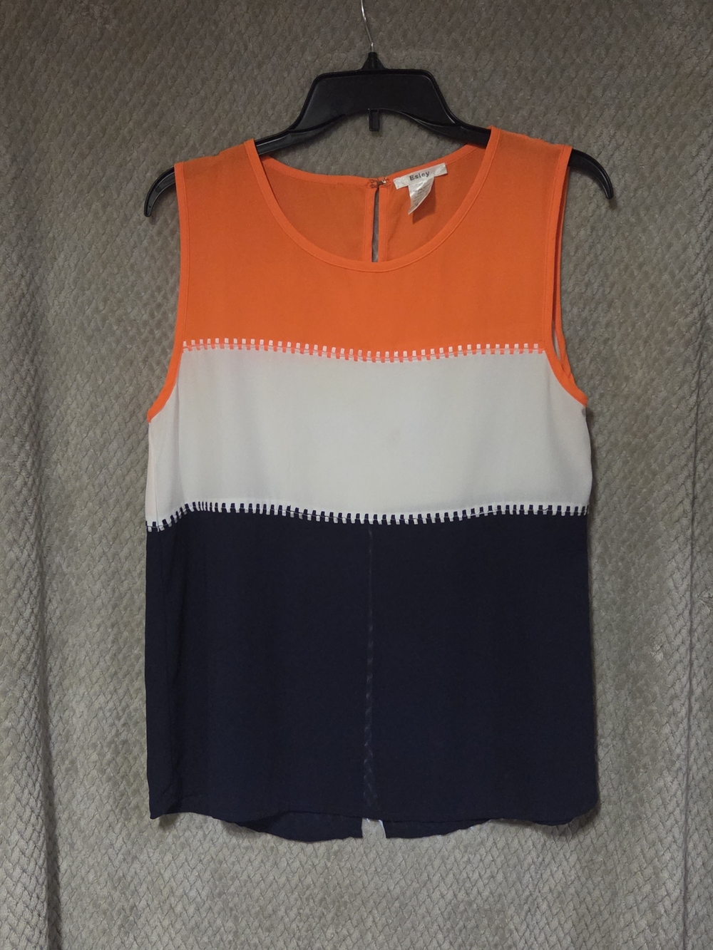 Esley Colorblock Sleeveless Tank in Orange, White & Navy